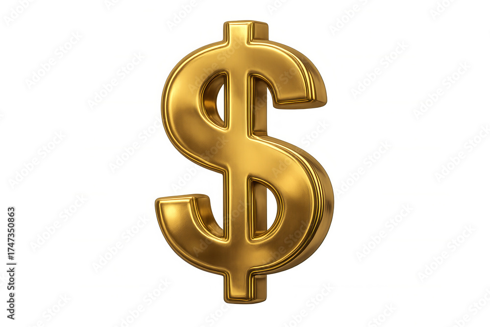 Obraz premium Golden 3d us dollar symbol representing wealth, success, finance, and investment on transparent background