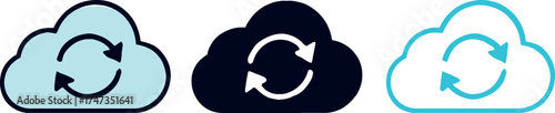 Cloud Sync Icons in Various Colors Representing Data Transfer and Storage Solutions for Modern Technology
