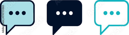 Communication Bubbles Showing Three Dots Indicating Typing in Blue and Navy Colors Representing Different Channels