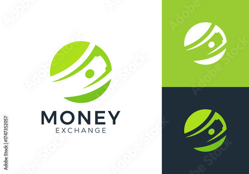 abstract money with globe logo. business finance investment vector design concept