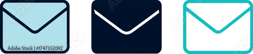 Envelope icons in light blue dark blue and turquoise for communication and messaging purposes