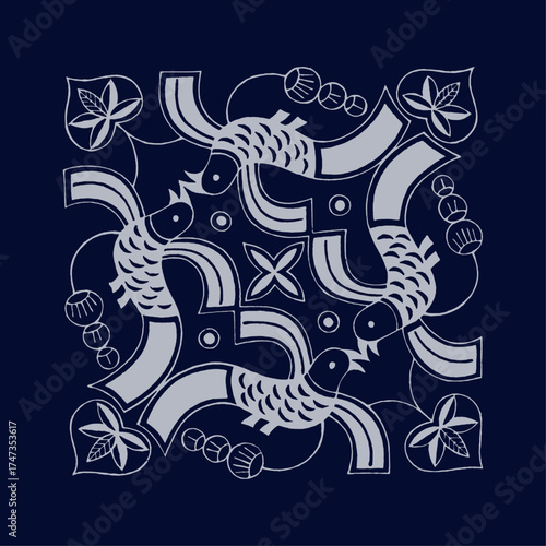 This cohesive design features birds gracefully swimming through floral motifs, showcasing a connection to nature that evokes feelings of peace, elegance, and artistic expression.