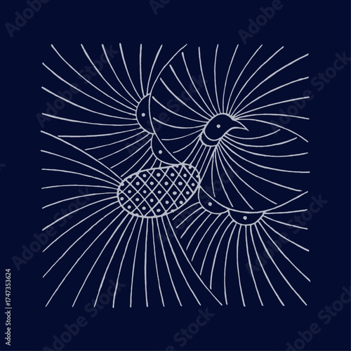 A captivating dynamic pattern displays flowing stylized birds amidst vibrant lines, reflecting freedom and movement with a modern artistic flair that captivates the viewer's attention.