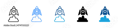 Rocket Launch icon sheet multiple style collection