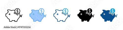 Piggy Bank icon sheet multiple style collection