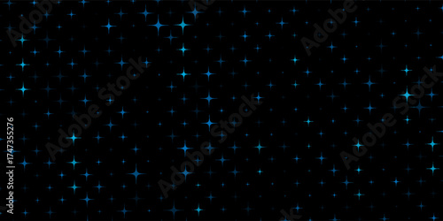 Falling blue confetti background. Glitter pattern with modern tech dot texture on a dark background.