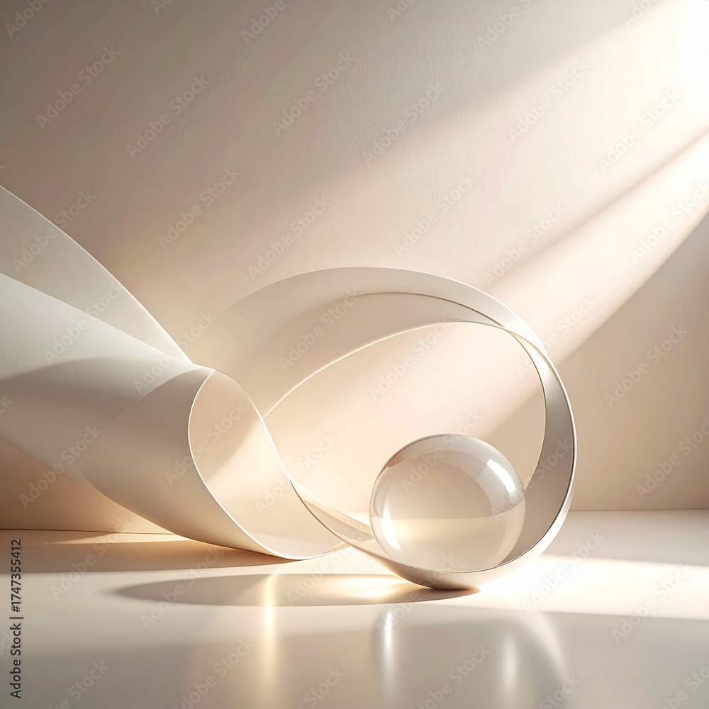 Fototapeta premium Curved Reflective Objects with Gradient Light Transitions