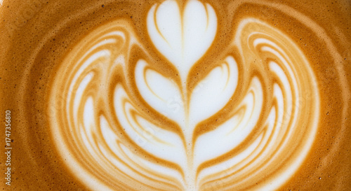 Foamy Milk Swirls in Brewed Coffee – Abstract Latte Art Top View