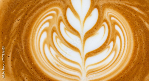 Foamy Milk Swirls in Brewed Coffee – Abstract Latte Art Top View