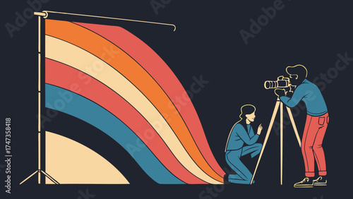 Studio Photography Session with Colorful Backdrop.