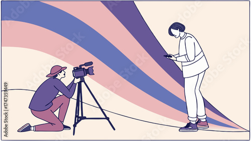 Video production film crew cameraman director filming movie making video shoot behind the scenes production creative media entertainment studio shooting recording video camera tri.