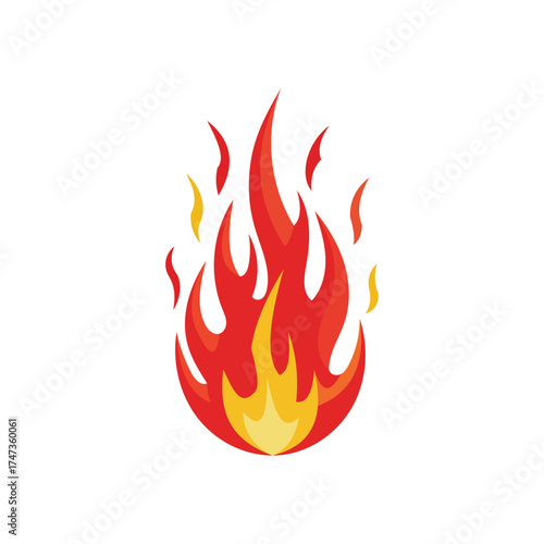 Vector art of burning flame, fiery illustration of fire element
