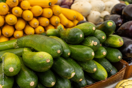 Zuchinni for sale on display at the Union Square Farmers Market in New York City on Wednesday, Oct. 8, 2025. (Photo: Gordon Donovan)