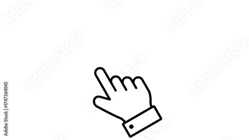 White Hand Cursor icon animation isolated on transparent background with Alpha channel. 4K Double click hand cursor animation. Pointing hand click.