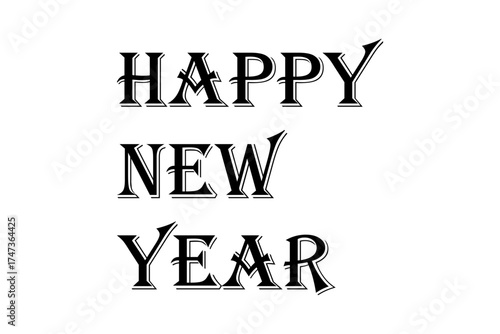 Happy New Year - 新年を祝うメッセージの「Happy New Year」の文字
