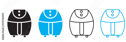 Air fryer icon . Kitchen appliances cooking equipment healthy food preparation. Vector eps10