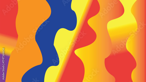 Vibrant Fluid Shapes Blend in a Dynamic Spectrum of Colors Creating an Energetic and Visually Appealing Abstract Composition