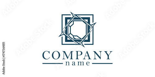 Abstract geometric logo design featuring sharp lines and a modern aesthetic in a clean layout