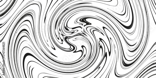 Abstract swirling black and white pattern creating a dynamic visual effect, suitable for backgrounds