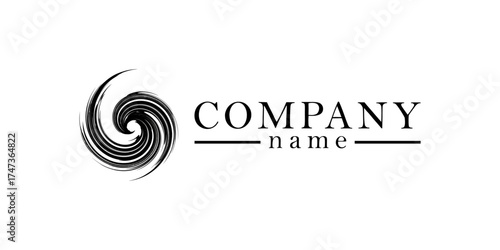 Abstract logo design featuring a swirling pattern, symbolizing motion and creativity, against a clean background
