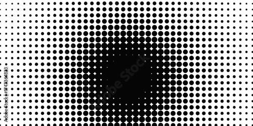 Abstract pattern of black and white dots creating a radial gradient effect, ideal for graphic design