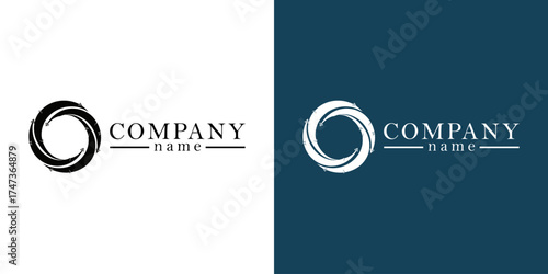 Dual-tone logo design featuring a circular swirl, emphasizing brand identity and versatility