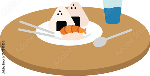 Simple Onigiri and Sushi Lunch Set