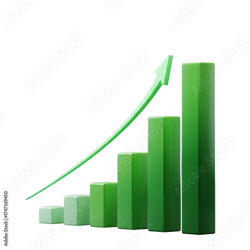 Green bar chart with upward arrow symbolizing financial growth and success transparent background Free Download Green bar chart with upward arrow symbolizing financial growth and success transparent background - GFXLoad