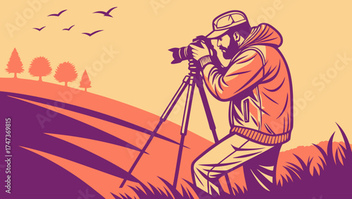 Photographer taking pictures in nature landscape photography outdoor photography scenic view wildlife photographer professional photographer nature photography travel photographer camera.