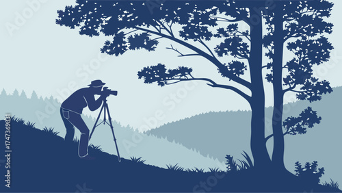 Photographer taking pictures in nature landscape photography scenic view outdoor photography travel photography.