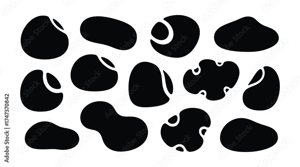 Fototapeta premium Illustration of set of abstract black organic shapes