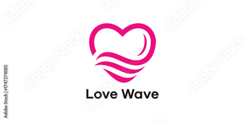Love Wave Heart Romance Logo Design