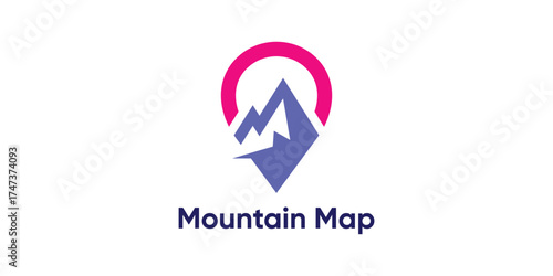 Mountain Map Adventure Location Logo Design