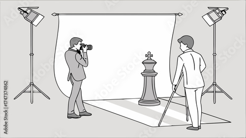 Studio Photography of a Chess Piece Professional Photo Shoot Setup with Lighting and Backdrop.