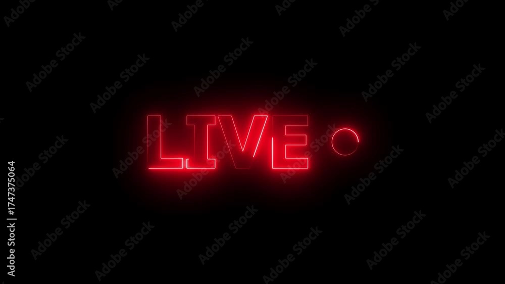 Red Color Live Red color live button icon neon bright in 4K video animation. Abstract ...