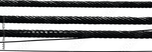 Steel wire rope, cable strands, twisted metal, industrial strength, engineering, construction, rigging, lifting, support, tension, durability, structure, helical, rope, wires