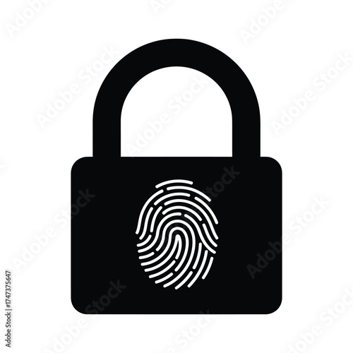 Modern fingerprint lock icon for secure data access and biometric authentication systems