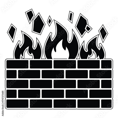 Cozy up with a roaring fire in a brick fireplace, creating warmth and ambiance