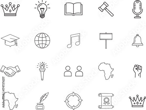 Black History Month and Civil Rights Icon Set