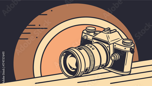 Vintage Camera Illustration Retro Photography Equipment Graphic Design Element Film Camera Design Camera Lens Closeup Photography Icon Camera Art Retro Style Camera Analog Camera Image P.