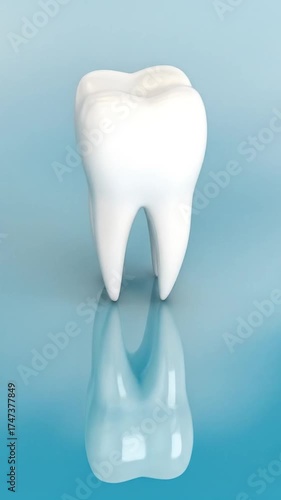 3D animation of a single, white, healthy molar tooth.