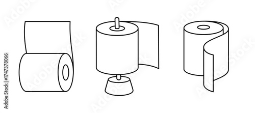 Paper napkins outline symbols. Toilet papers, napkins, wipes and other hygiene products. Vector illustration