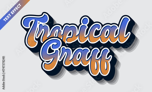 Tropical beach and urban graffiti title text effect template, streetwear typography style