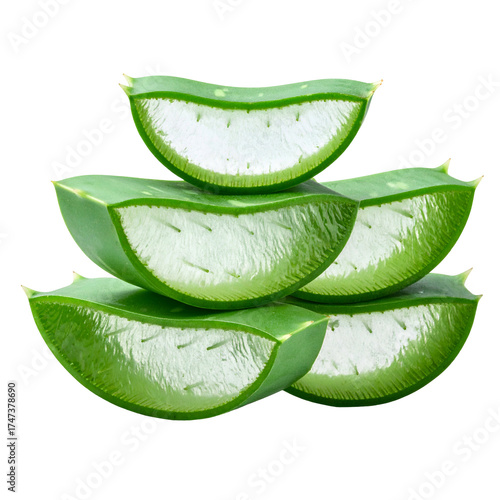 Wallpaper Mural Four fresh aloe vera slices stacked on each other against a black background, angled Torontodigital.ca