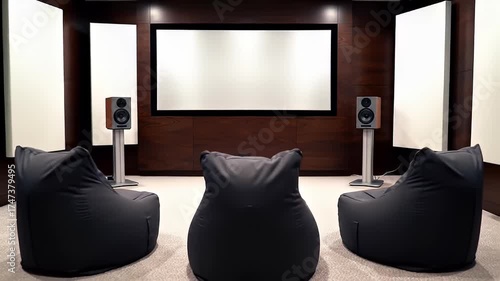 Wallpaper Mural Cozy Home Theater with Beanbag Chairs Torontodigital.ca