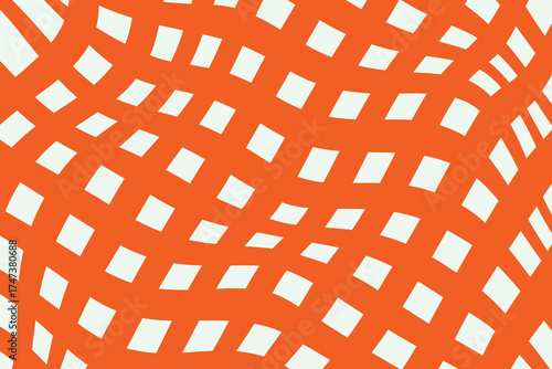 Vibrant orange and white geometric diamond pattern