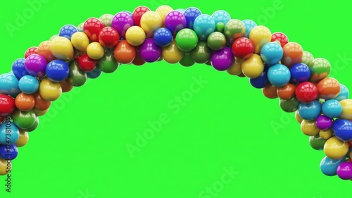 Colorful Balloon Garland on Green Screen