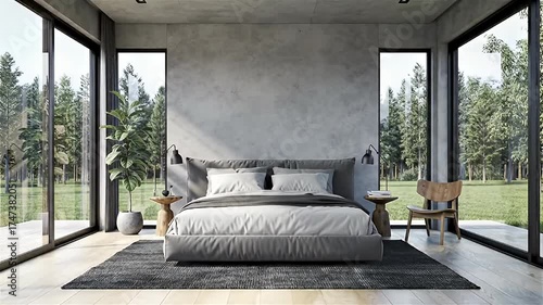 Wallpaper Mural Modern Bedroom with Forest View Torontodigital.ca