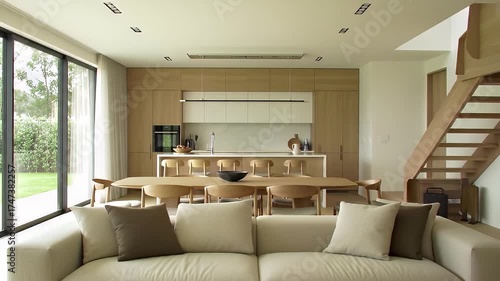 Wallpaper Mural Modern Open Concept Kitchen and Living Room Interior Torontodigital.ca