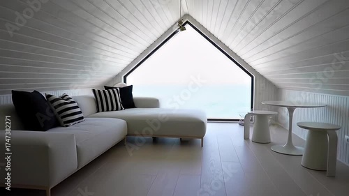 Wallpaper Mural Beach House Attic Living Room with Ocean View Torontodigital.ca